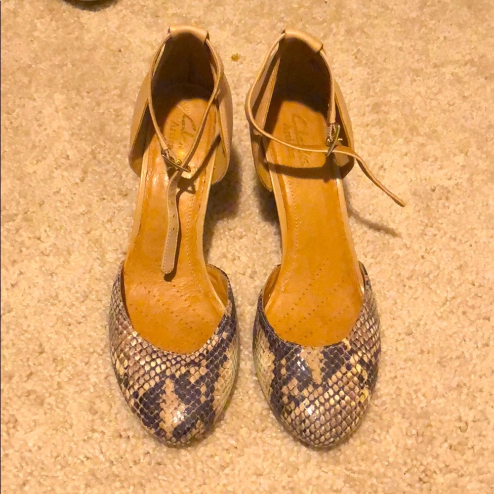 Snake skin wedge heels